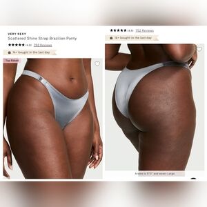 Victoria's Secret Very Sexy Scattered Shine Strap Brazilian Panty MEDIUM GRAY